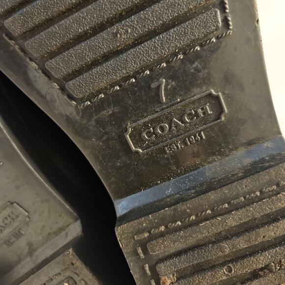 Coach Women's Riding Rain Boots Black Round Toe Knee High Buckle 7 - Picture 10 of 13